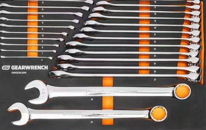 GEARWRENCH 24 Piece 12 Point Long Pattern Combination Metric Wrench Set in Foam Storage Tray