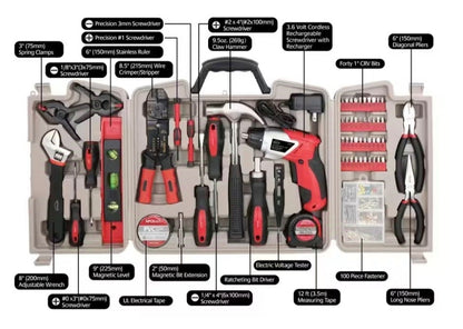 Home Tool Kit with 3.6-Volt Li-Ion Cordless Screwdriver,(161-Pieces)