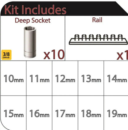 3/8 in. Drive Deep Metric Socket Set (10-Piece)