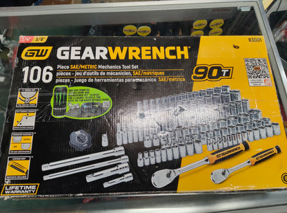 GEARWRENCH
1/4 in. and 3/8 in. Drive 6-Point Standard & Deep SAE/Metric 90-Tooth Ratchet and Socket Mechanics Tool Set (106-Piece)