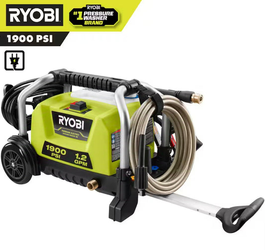 RYOBI
1900 PSI 1.2 GPM Cold Water Wheeled Corded Electric Pressure Washer