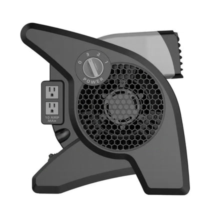 Lasko
11.2 in. 3 Speeds Blower Fan in Gray with Carry Handle, Circuit Breaker, Power Outlets, High Velocity Utility Pivoting