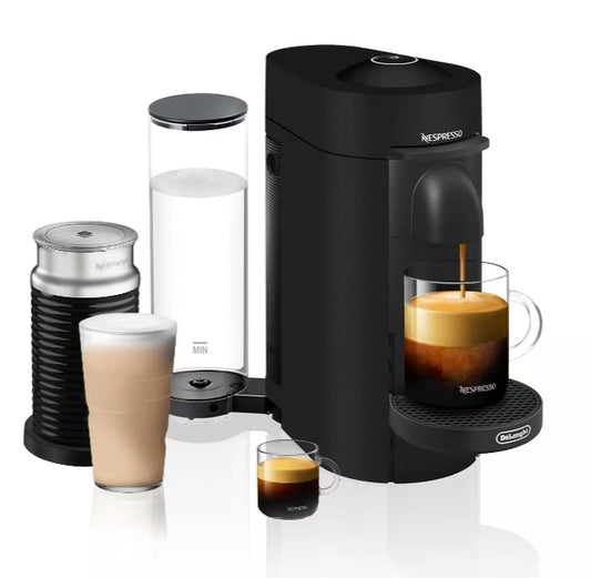 Nespresso
Vertuo Plus Deluxe Single Serve Cup Matte Black Coffee Maker and Espresso Maker with Aerocon Milk Frother