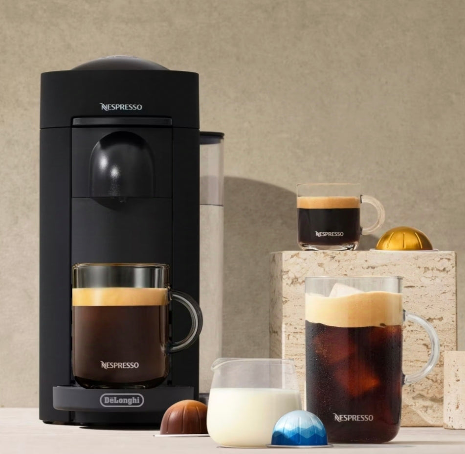 Nespresso
Vertuo Plus Deluxe Single Serve Cup Matte Black Coffee Maker and Espresso Maker with Aerocon Milk Frother