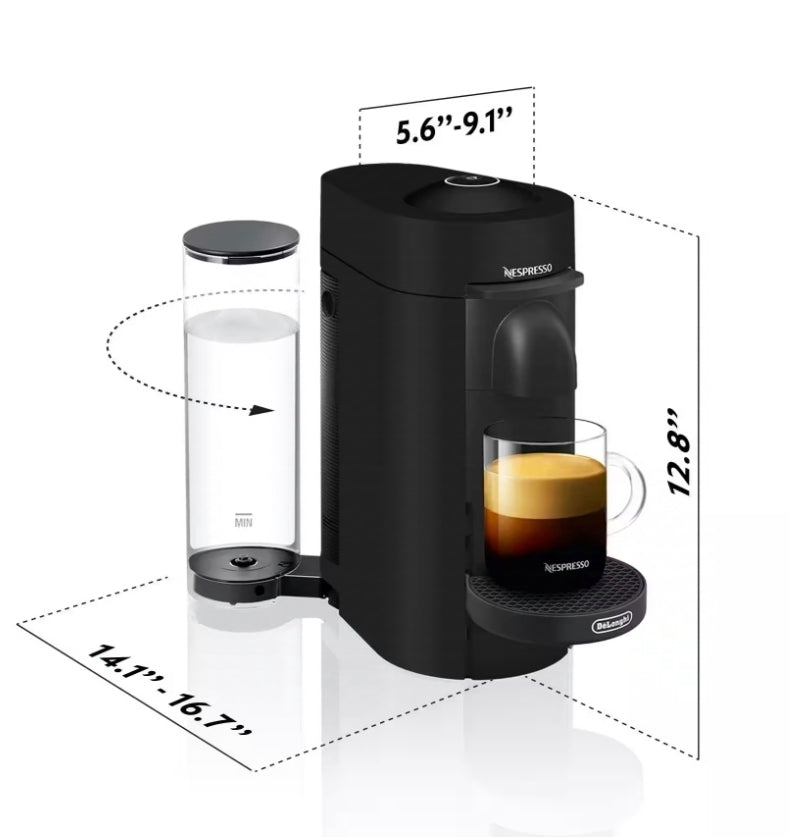 Nespresso
Vertuo Plus Deluxe Single Serve Cup Matte Black Coffee Maker and Espresso Maker with Aerocon Milk Frother