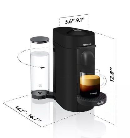 Nespresso
Vertuo Plus Deluxe Single Serve Cup Matte Black Coffee Maker and Espresso Maker with Aerocon Milk Frother