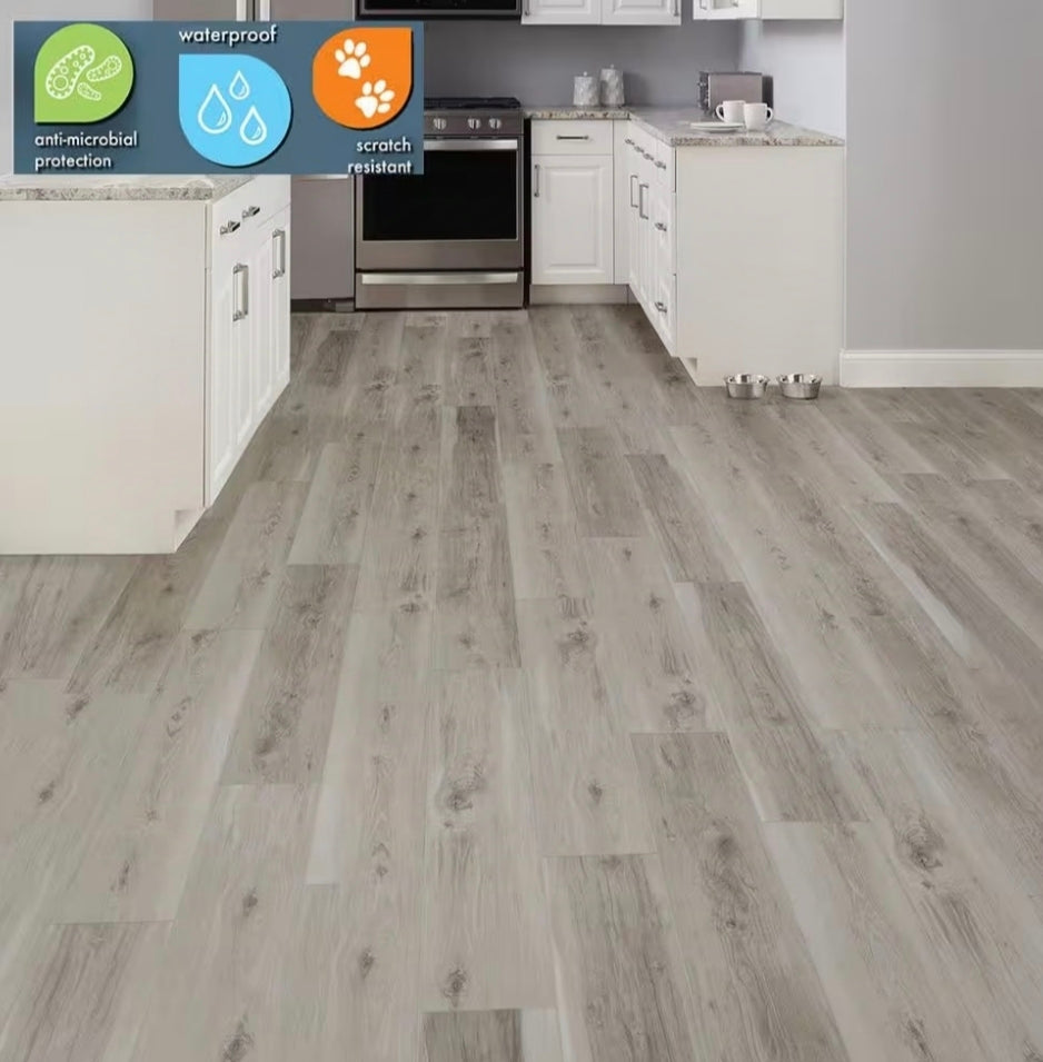 Lifeproof
Banff Gray Hickory 22 MIL x 7.1 in. W x 48 in. L Click Lock Waterproof Luxury Vinyl Plank Flooring 8 planks per box