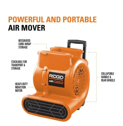 RIDGID
1625 CFM 3-Speed Portable Blower Fan Air Mover with Collapsible Handle and Rear Wheels for Water Damage Restoration