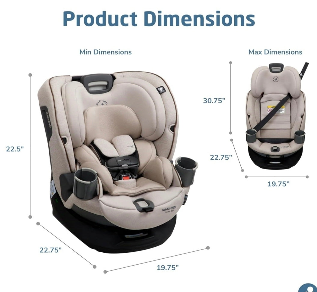 Maxi-Cosi Emme 360 Car Seat: Rotating Car Seat 360, All-in-One Convertible, Car Seat 360 Rotation, Swivel Car Seat in Desert Wonder