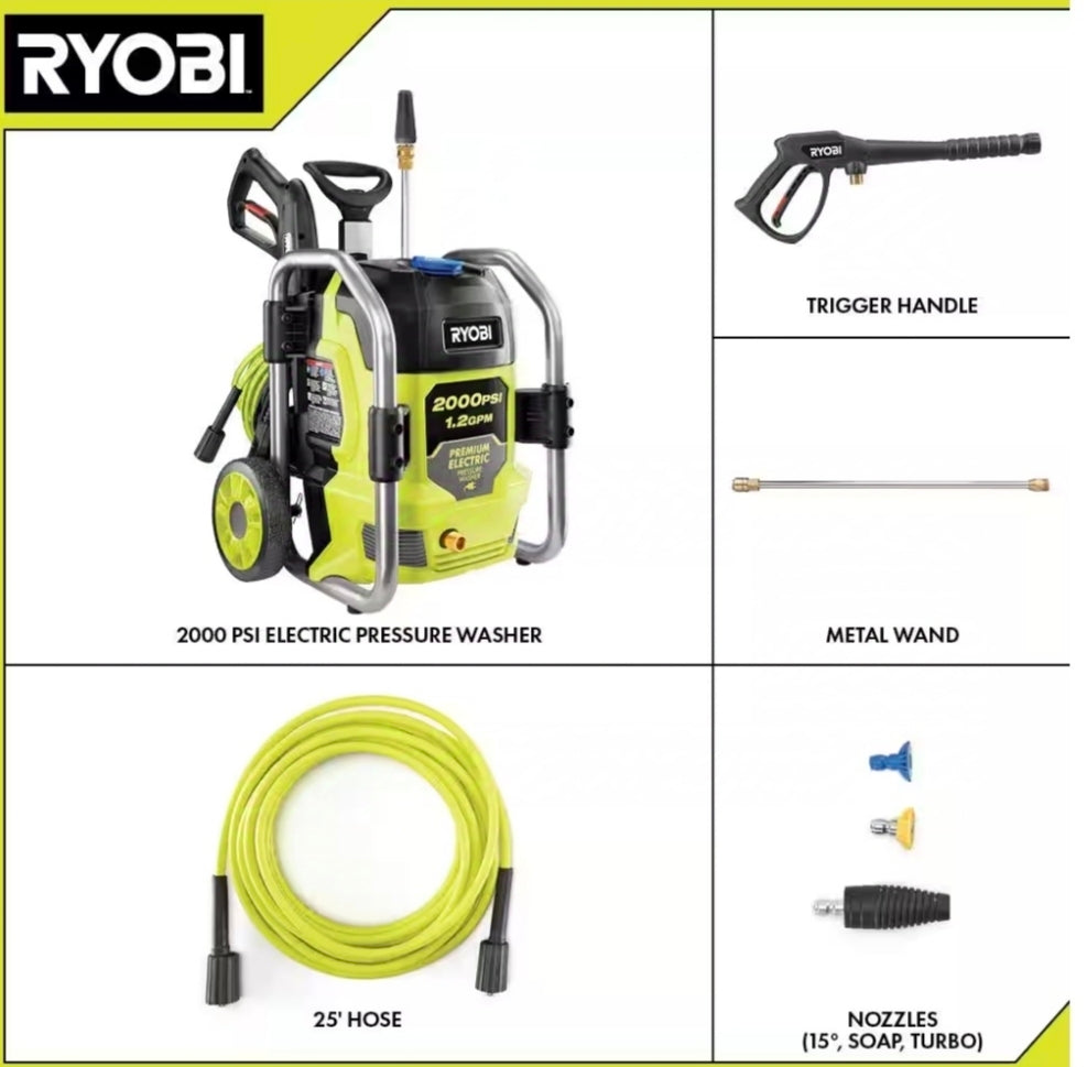 RYOBI
2000 PSI 1.2 GPM Cold Water Corded Electric Pressure Washer