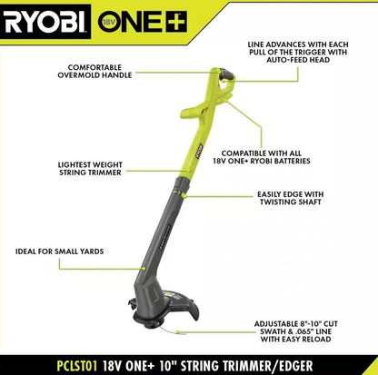 RYOBI
ONE+ 18V 10 in. Cordless Battery String Trimmer/Edger Not Battery