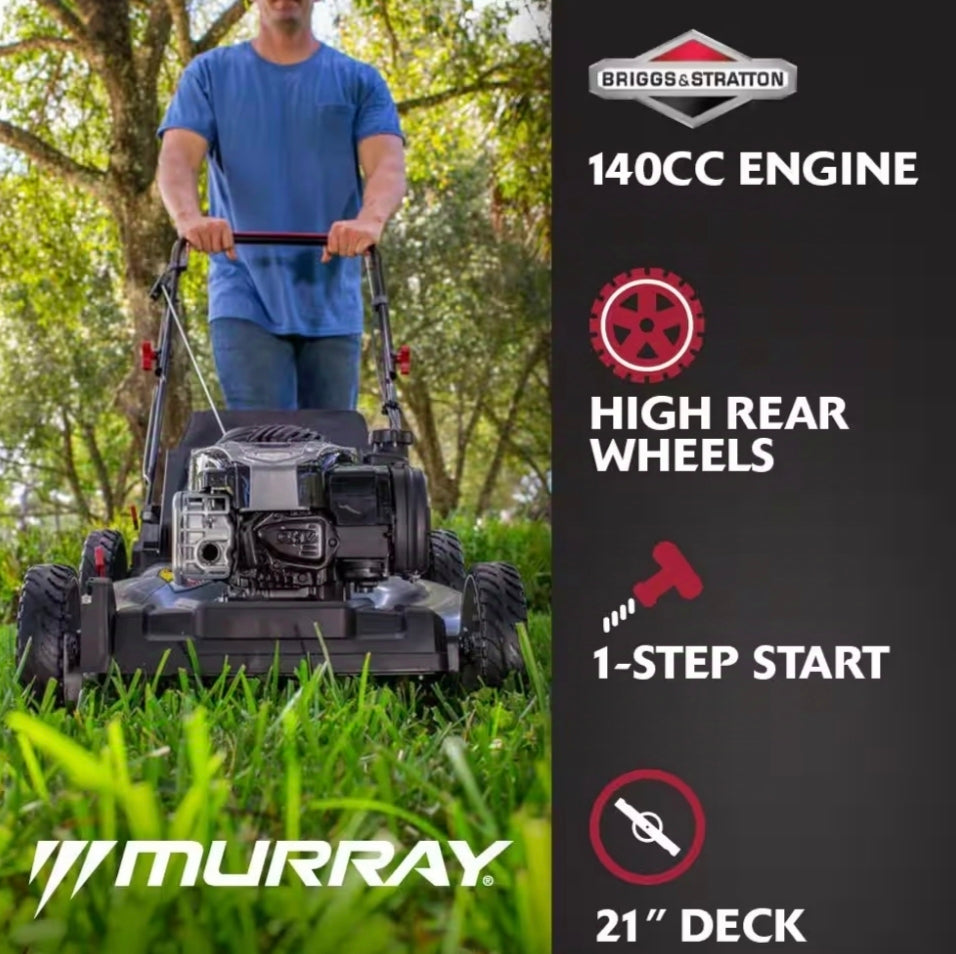 Murray
21 in. 140 cc Briggs and Stratton Walk Behind Gas Push Lawn Mower with Height Adjustment and with Mulch Bag