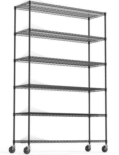 ZNTS 6 Tier Wire Shelving Unit, 6000 LBS NSF Height Adjustable Metal Garage Storage Shelves with Wheels, W155079890