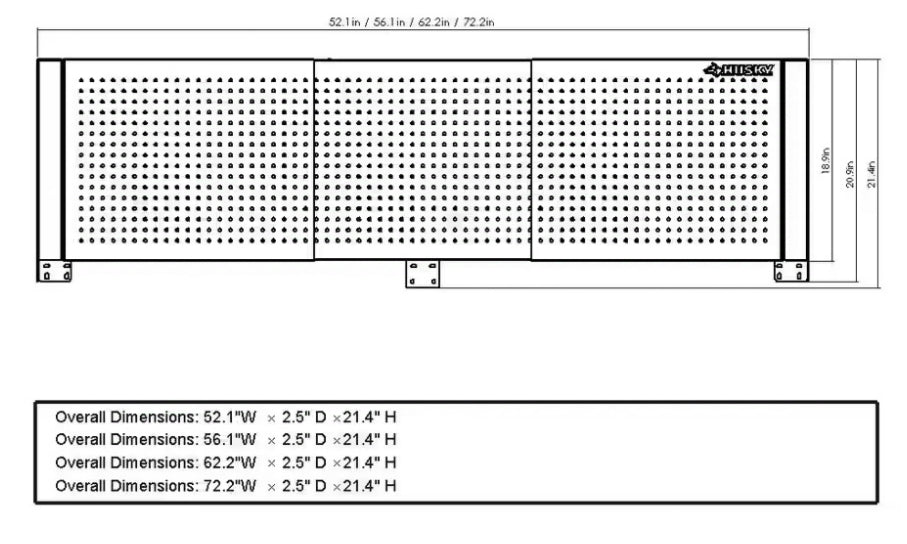 Husky
52 in. W to 72 in. W Stainless Steel Adjustable Pegboard