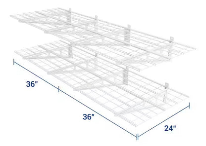 FLEXIMOUNTS
36 in. W x 24 in. D Steel Garage Wall Shelf in White (4-Pack)