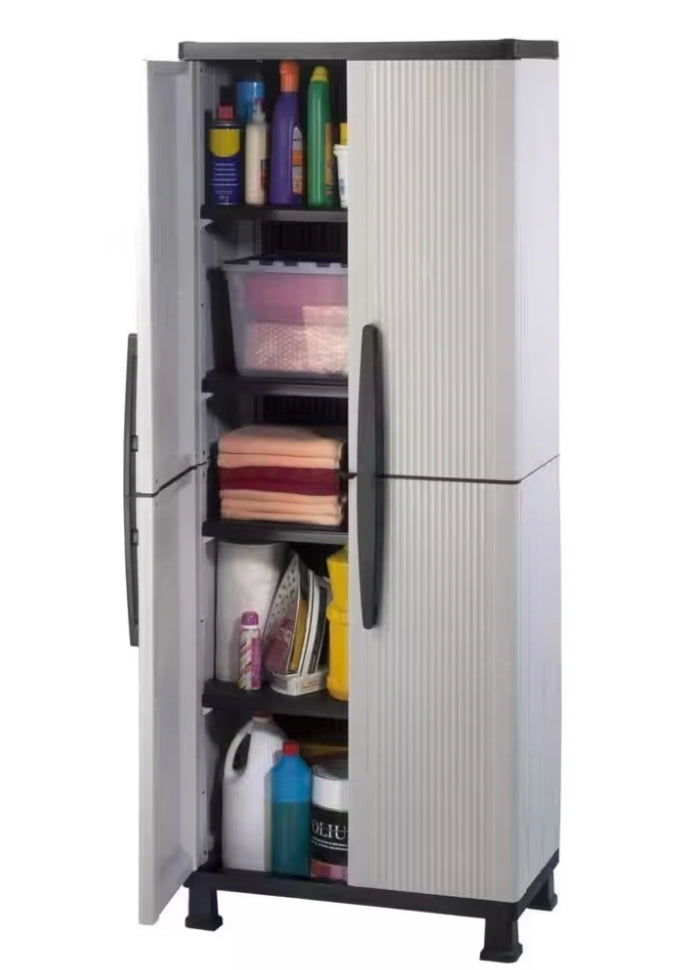 HDX
Plastic Freestanding Garage Storage Cabinet With Lockable Doors and Shelves in Gray (27 in. W x 68 in. H x 15 in. D