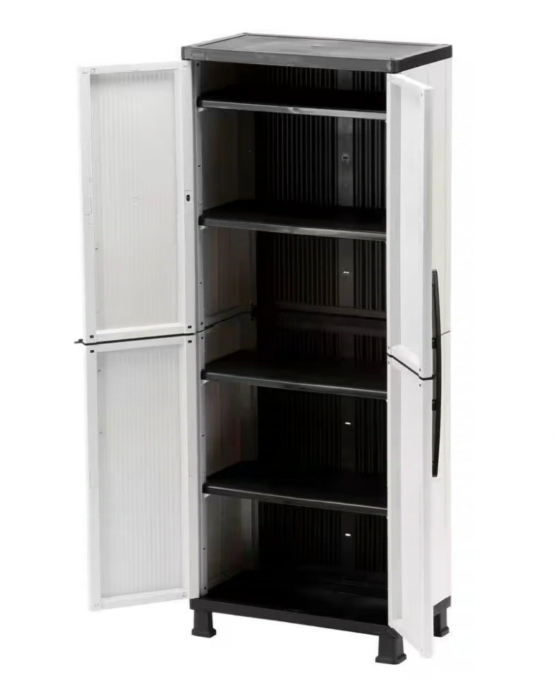 HDX
Plastic Freestanding Garage Storage Cabinet With Lockable Doors and Shelves in Gray (27 in. W x 68 in. H x 15 in. D