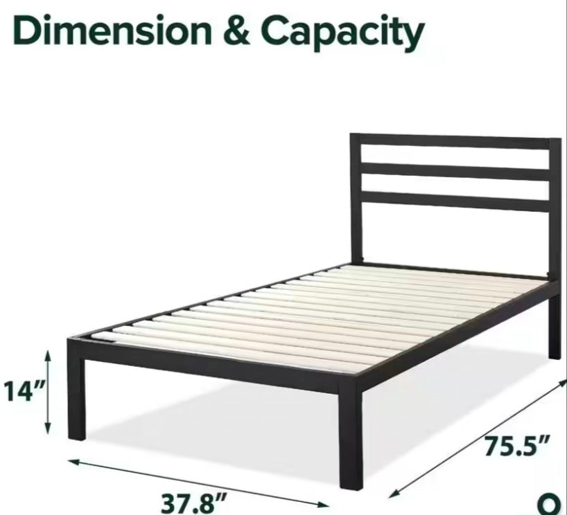 Zinus
Mia Twin Black Metal Platform Bed Frame with Headboard