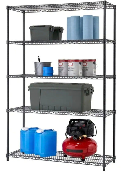 TRINITY
Black Anthracite 5-Tier Steel Wire Shelving Unit (48 in. W x 72 in. H x 18 in. D)