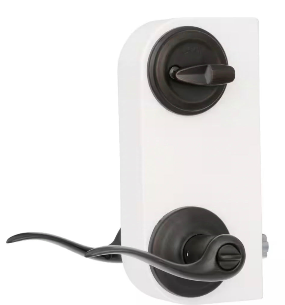 Kwikset
Tustin Venetian Bronze ExteriorEntry Door Handle and Single Cylinder Deadbolt Combo Pack Featuring SmartKey Security