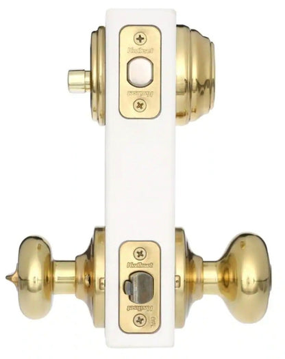 Kwikset
Juno Polished Brass Exterior Entry Door Knob and Single Cylinder Deadbolt Combo Pack Featuring SmartKey Security