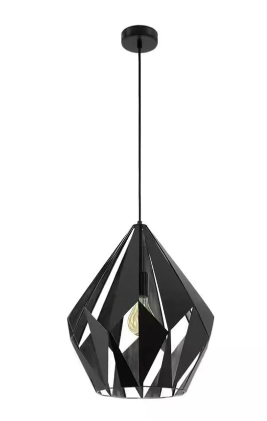 Carlton 1 15.13 in. W x 72 in. H 1-Light Matte Black Pendant Light with Metal Shade