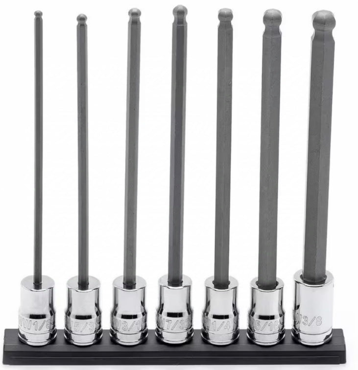 Husky
3/8 in. Drive SAE Long Ball Hex Bit Socket Set (7-Piece) Damage Box New Tools