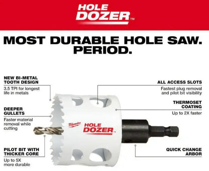 Milwaukee
4-1/2 in. HOLE DOZER Bi-Metal Hole Saw with 3/8 in. Arbor and Pilot Bit