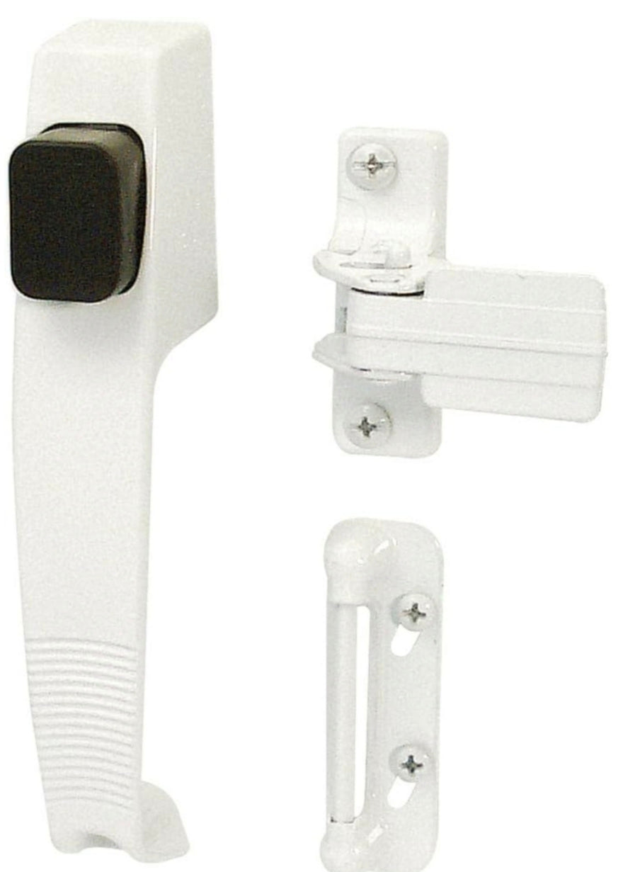 Prime-Line K 5116 White Push Button Latch with Tie Down (1 Set)