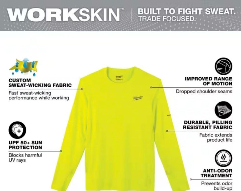 Milwaukee
Men's Extra Large Hi-Vis GEN II WORKSKIN Light Weight Performance Long-Sleeve T-Shirt