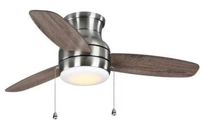 Ashby Park 44 in. White Color Changing Integrated LED Brushed Nickel Ceiling Fan with Light Kit and 3 Reversible Blades