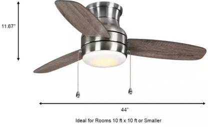 Ashby Park 44 in. White Color Changing Integrated LED Brushed Nickel Ceiling Fan with Light Kit and 3 Reversible Blades