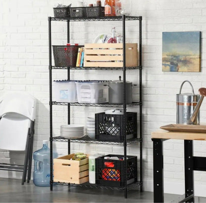 HDX
5-Tier Steel Wire Shelving Unit in Black (36 in. W x 72 in. H x 16 in. D)