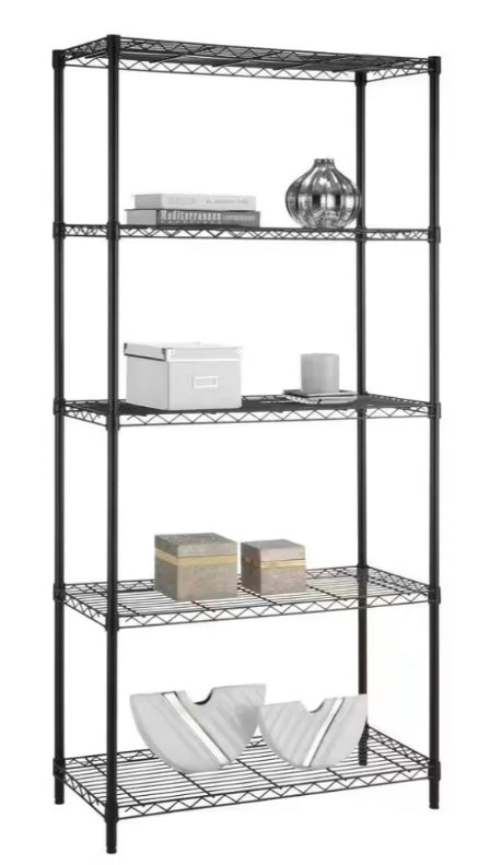 HDX
5-Tier Steel Wire Shelving Unit in Black (36 in. W x 72 in. H x 16 in. D)