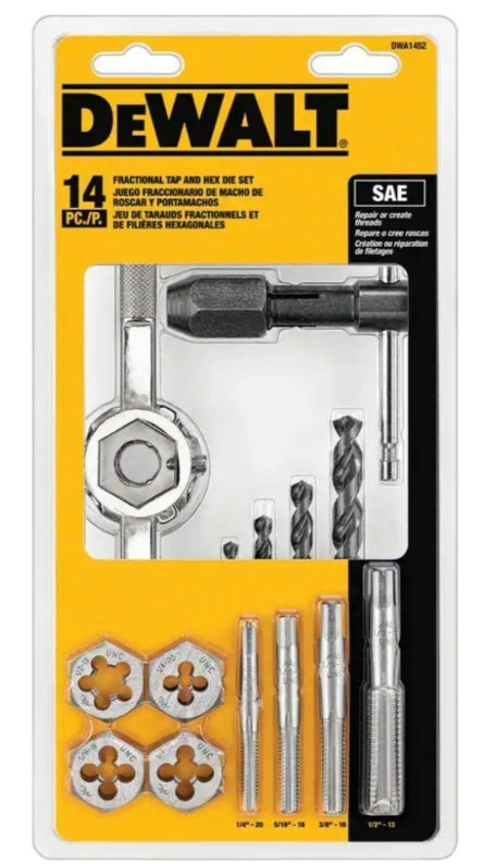 DEWALT
Fractional Tap and Large Hexagon Die Set (14-Piece)