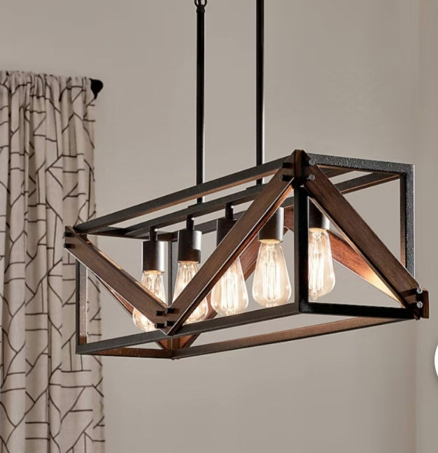 Kichler Barrington 5-Light Distressed Black Farmhouse Cage Chandelier