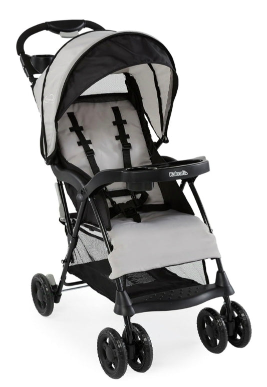 Kolcraft Cloud Plus Lightweight Baby Stroller, Travel Stroller with Large Storage Basket, Multi-Position Reclining Seat, One-Hand Steer, Compact Stroller, Infant and Toddler Stroller - Slate Gray