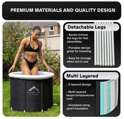 Portable Ice Bath Tub Outdoor for Athletes/Ice Barrel/Cold Plunge Pool/Folding Bathtub Adult – 85 x 72cm