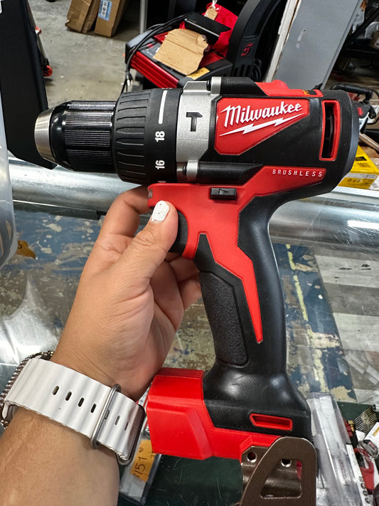 MILWAUKEE Cordless Hammer Drill: 18V, Compact, 1/2 in Chuck, Keyless, 5/8 in Concrete Capacity, 2