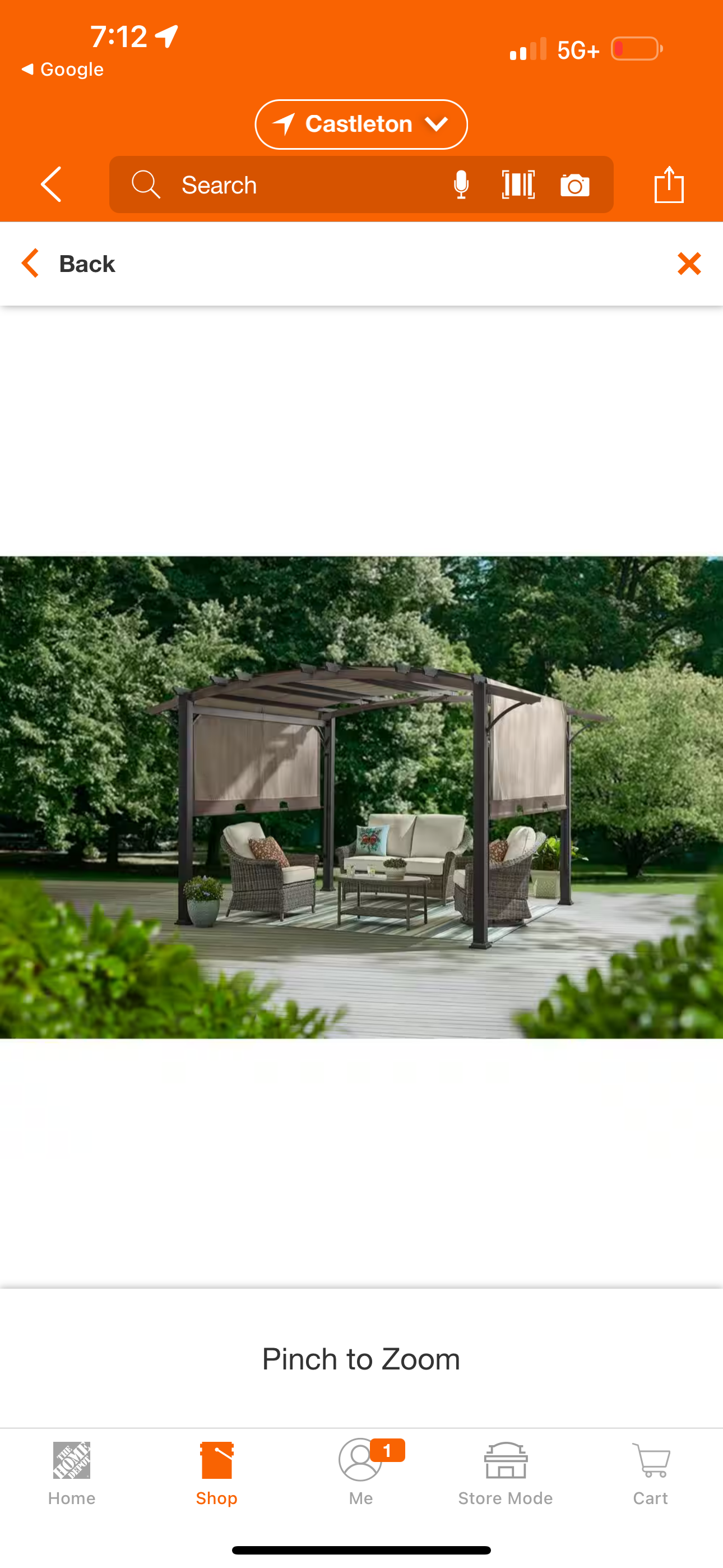 Orchard Park 13 ft. x 11 ft. Brown Steel Arched Beam Pergola with Sling Canopy