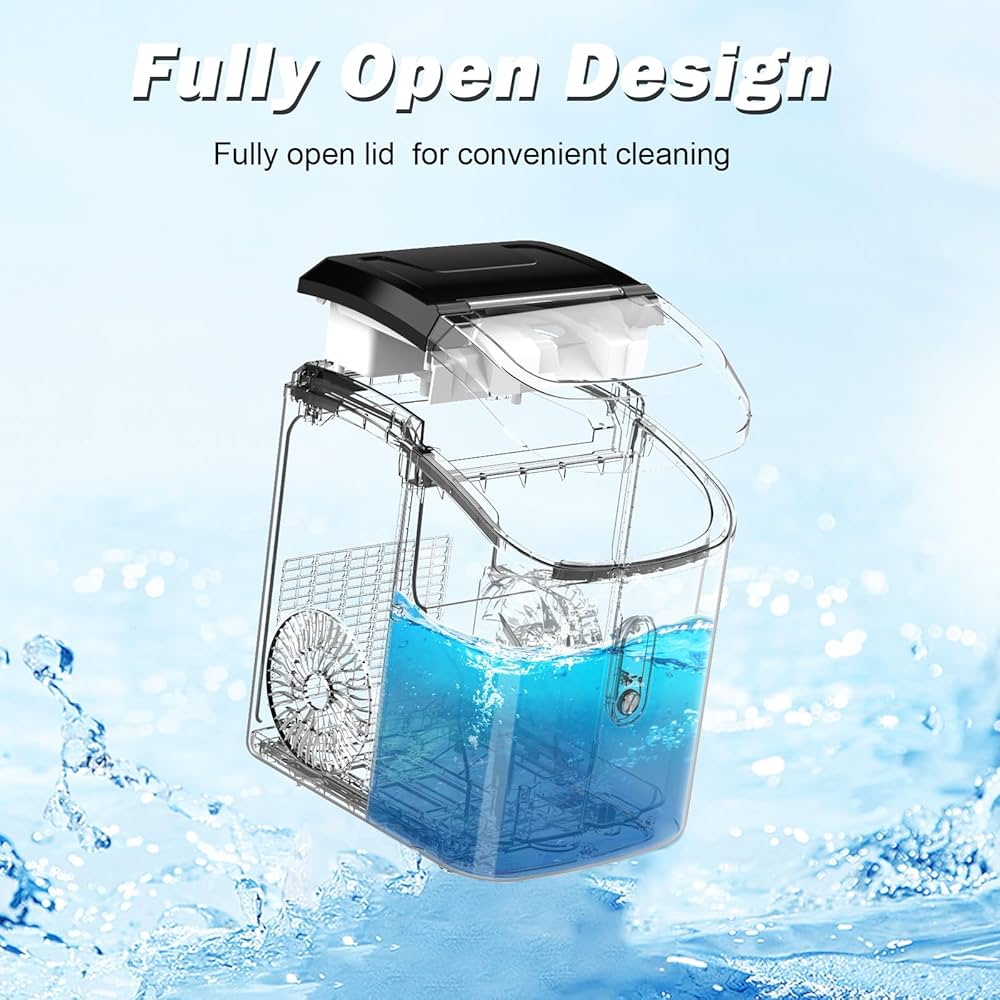 Nugget Ice Maker Countertop, Portable Crushed Sonic Ice Machine, Self Cleaning Ice Makers with One-Click Operation, Soft Chewable Ice in 7 Mins, 34Lbs/24H with Ice Scoop for Home Bar Camping RV