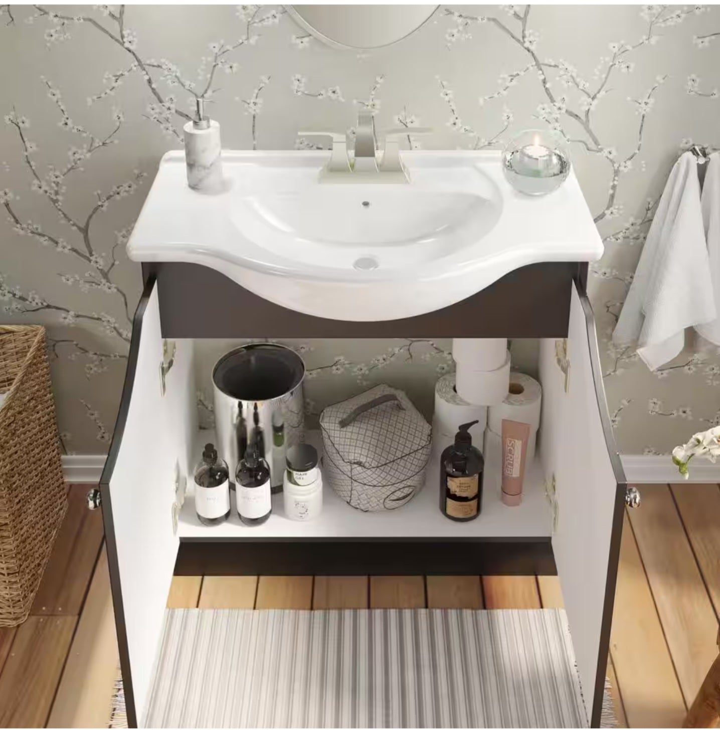 Highmont 34 in. W x 17-1/8 in. D Vanity in Coffee Bean with Porcelain Vanity Top in Solid White with White Basin