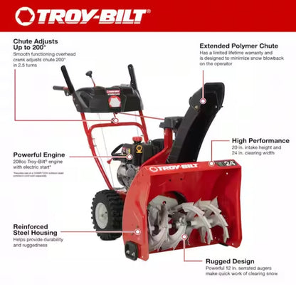 Troy-Bilt
Storm 24 in. 208 cc Two- Stage Gas Snow Blower with Electric Start Self Propelled