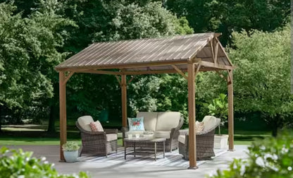 Hampton Bay
Providence Place 11 ft. W x 10 ft. D Brown Hard Top Gazebo Only Pick Up