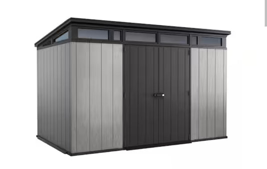 Artisan 11 ft. W x 7 ft. D Large Modern Durable Resin Plastic Storage Shed with Double Doors, Grey (80.2 sq. ft.) Only Pick Up