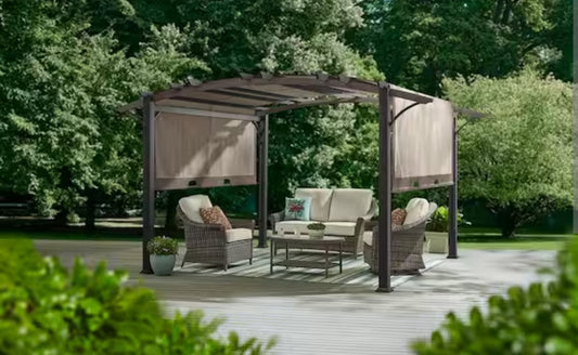 Hampton Bay
Orchard Park 13 ft. x 11 ft. Brown Steel Arched Beam Pergola with Sling Canopy Only in the Store