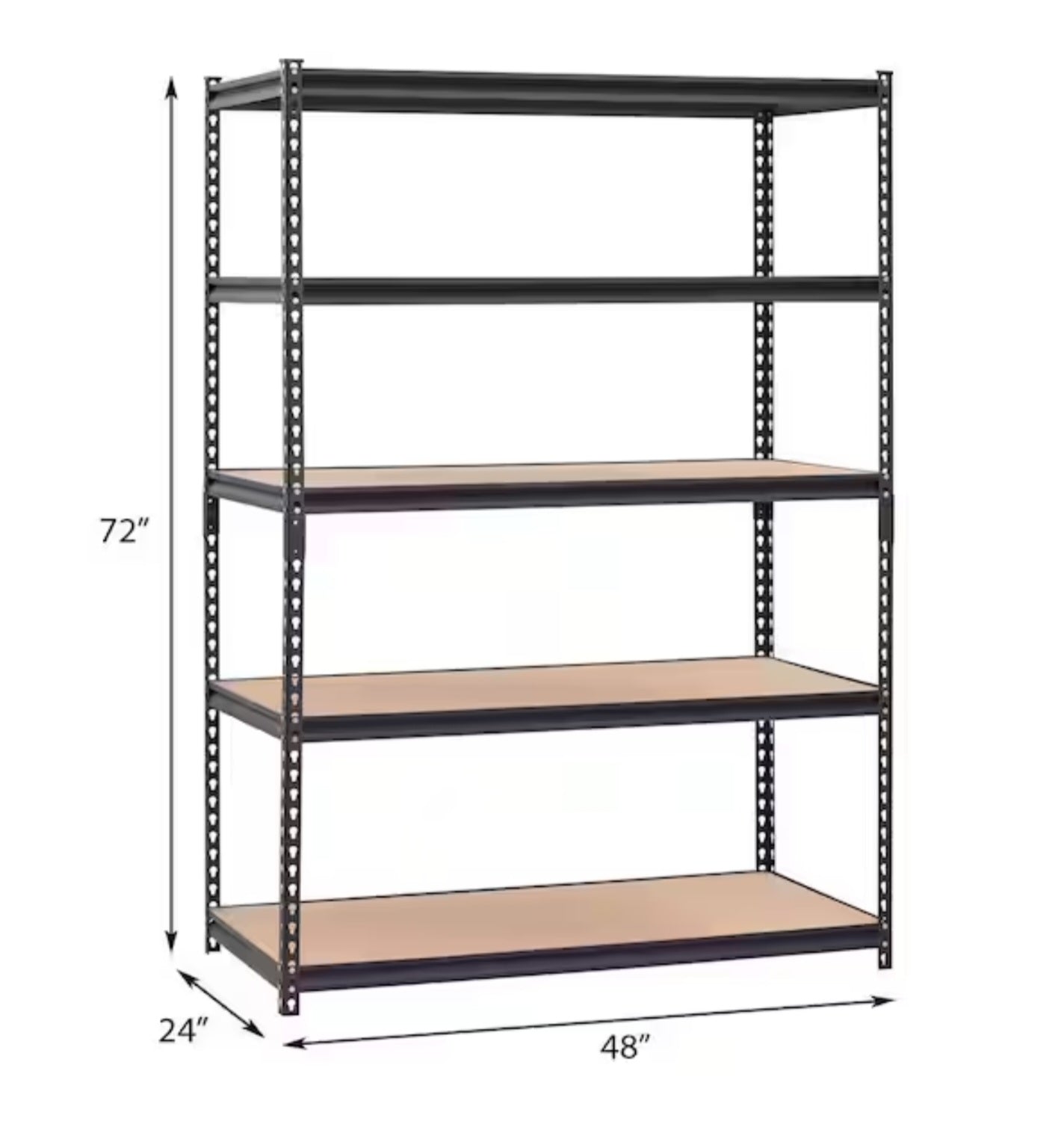 Muscle Rack
5-Tier Heavy Duty Steel Garage Storage Shelving Unit in Black (48 in. W x 72 in. H x 24 in. D)