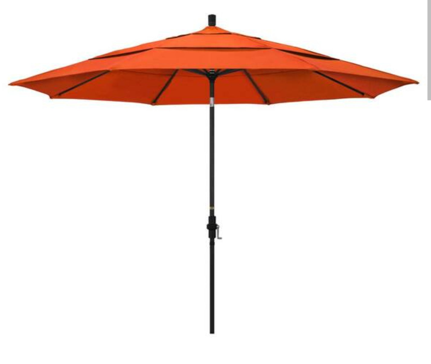 California Umbrella
11 ft. Stone Black Aluminum Market Crank Lift Patio Umbrella in Melon Sunbrella