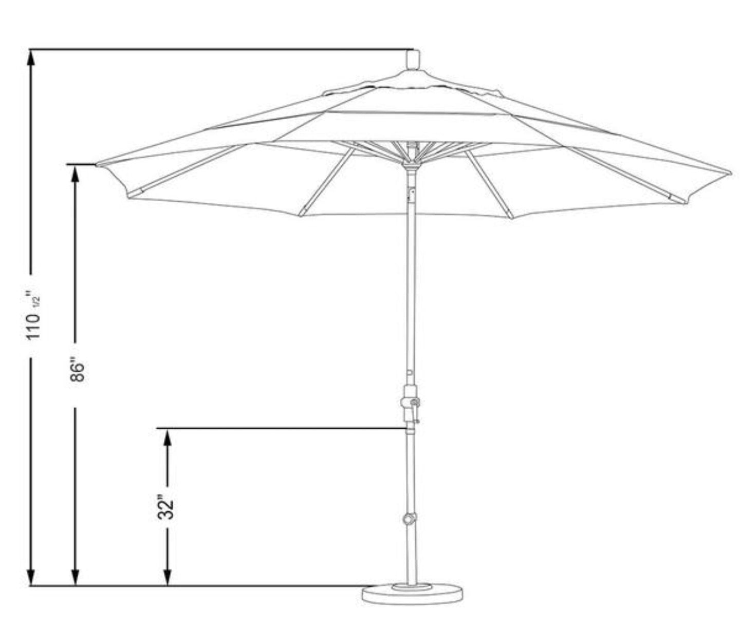 California Umbrella
11 ft. Stone Black Aluminum Market Crank Lift Patio Umbrella in Melon Sunbrella