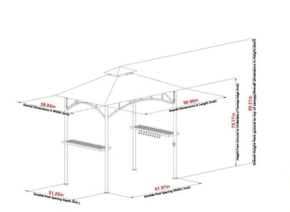 Heathermoore Outdoor Patio 8 ft. x 5 ft. Grill Gazebo